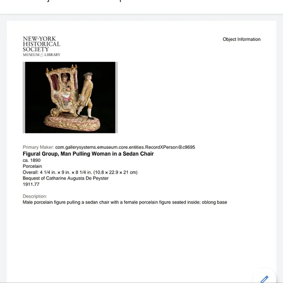 Bourdois & Bloch Antique Porcelain Lady in a Sedan Chair 7" - Picture 12 of 12